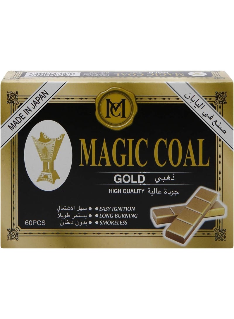 Magic Coal For incense Burner Bakhoor Charcoal - Easy Ignition - (60 Pcs) Gold - Image 1